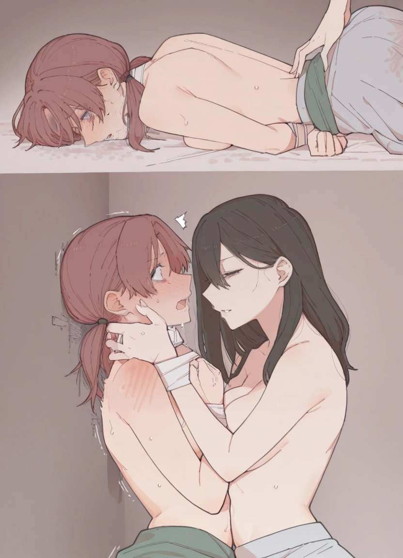 multiple girls, 2girls, yuri, breasts, blush, black hair · Yamete.gg