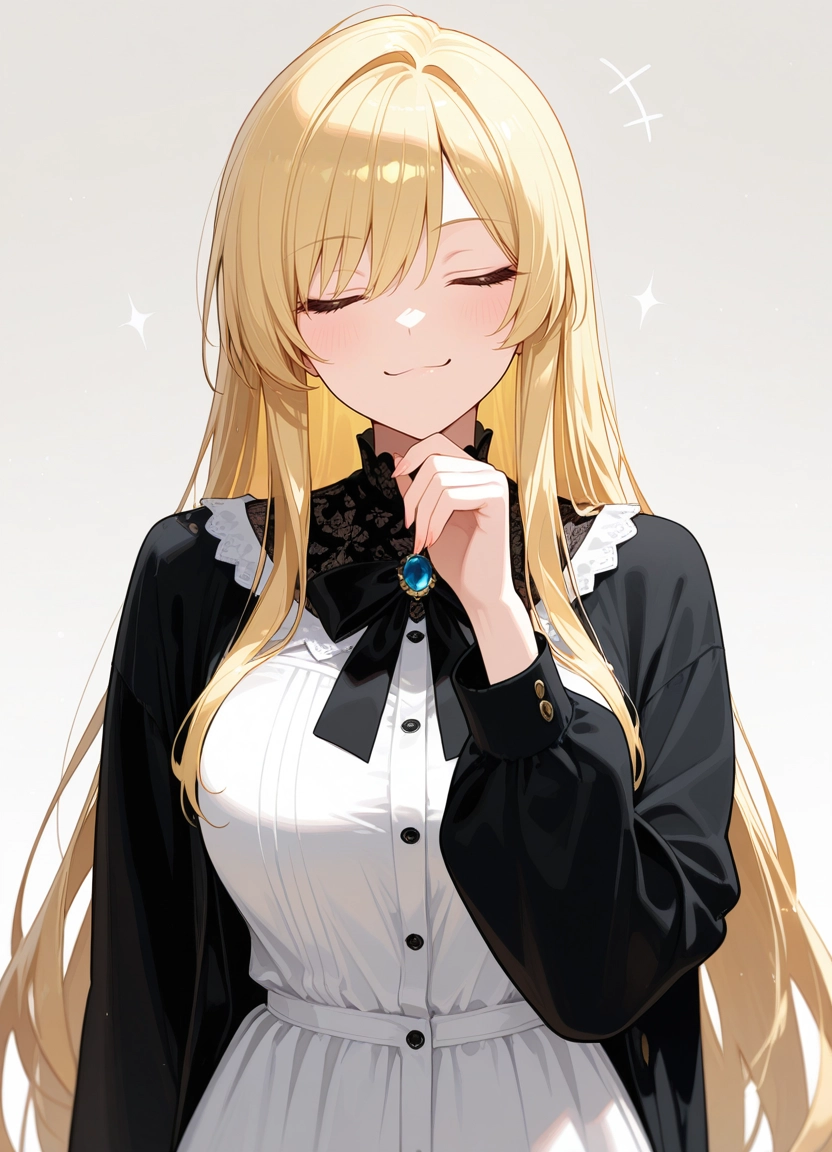 1girl, solo, blonde hair, long hair, closed eyes, smile · Yamete.gg