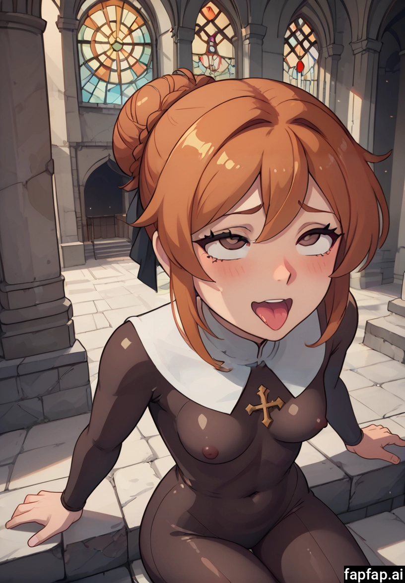1girl, breasts, tongue, church, indoors, tongue out · Yamete.gg