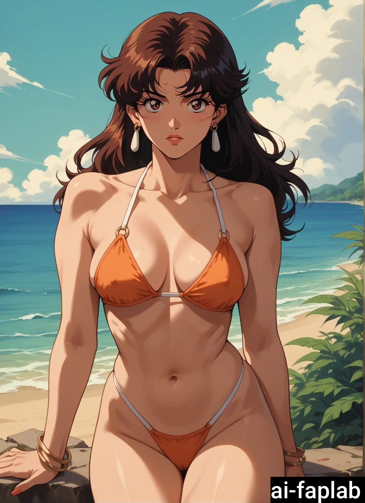 1girl, swimsuit, jewelry, bikini, breasts, solo