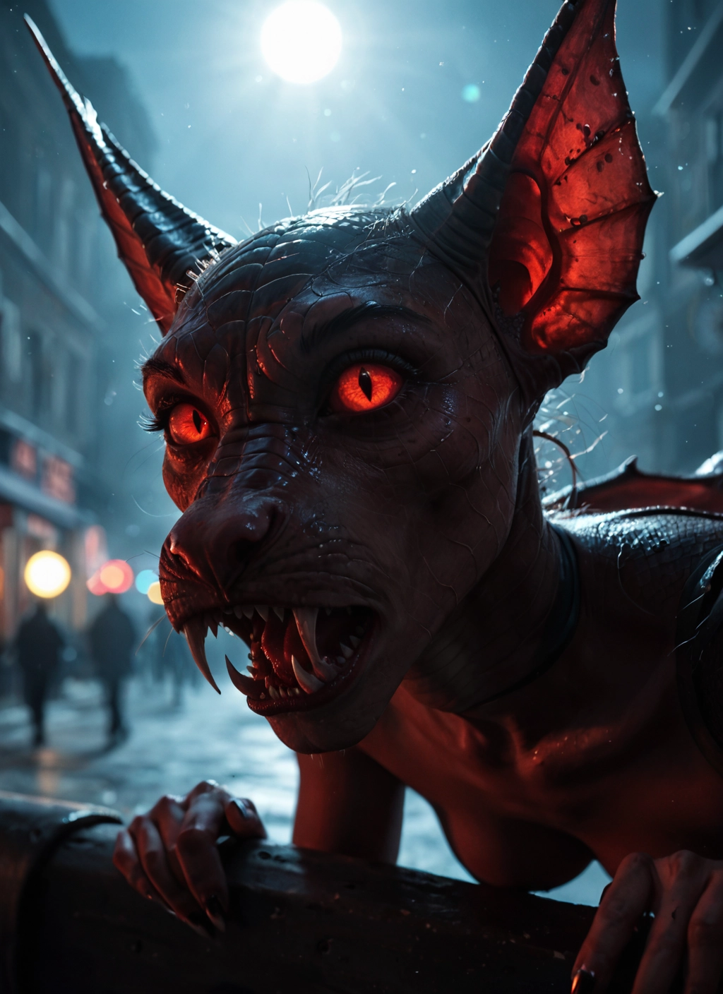 1girl, open mouth, teeth, horns, sun, sharp teeth · Yamete.gg