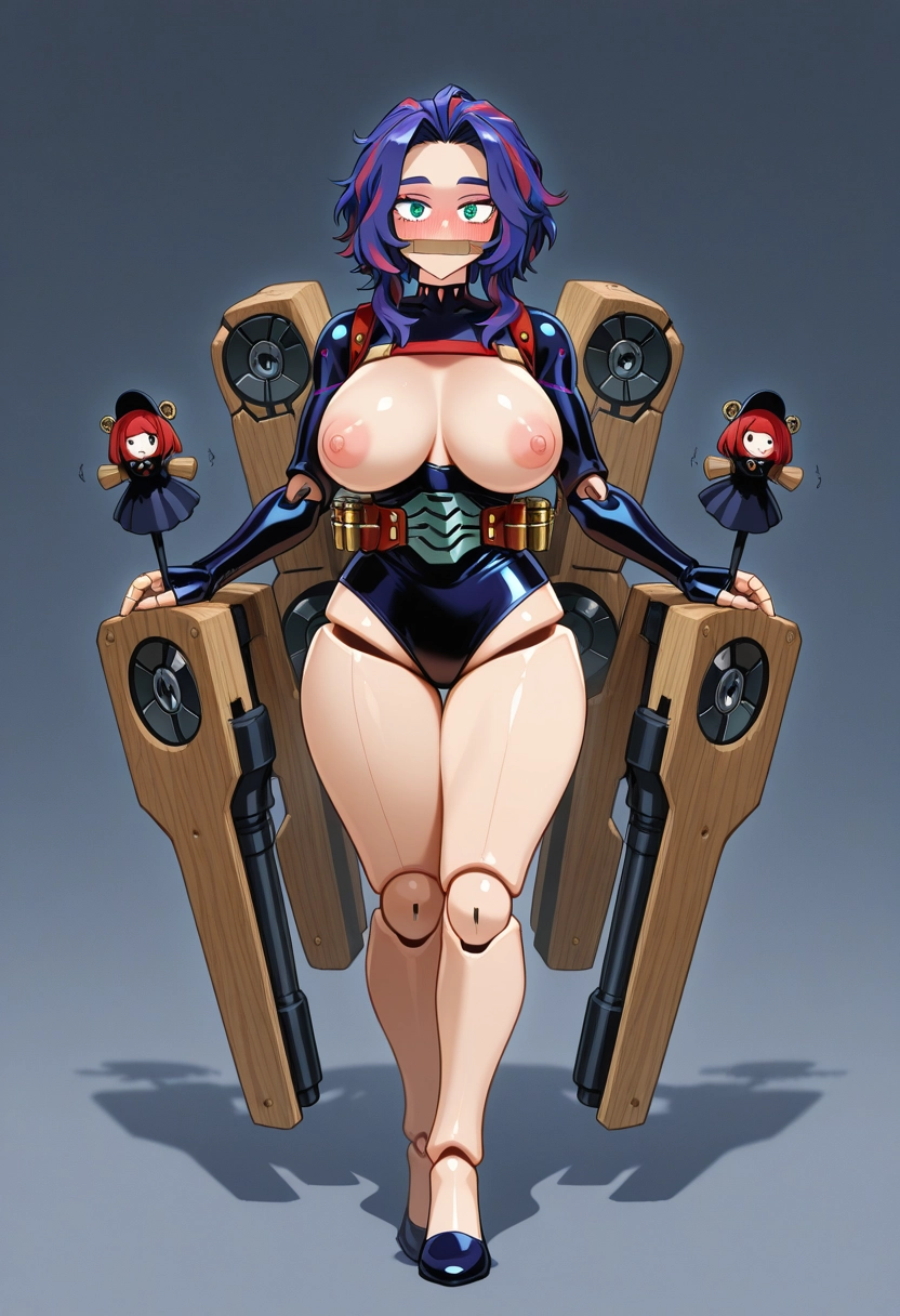 joints, breasts, nipples, 1girl, large breasts, green eyes · Yamete.gg