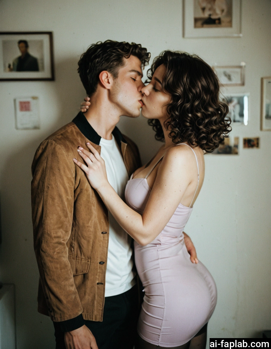1girl, 1boy, kiss, hetero, freckles, breasts · Yamete.gg