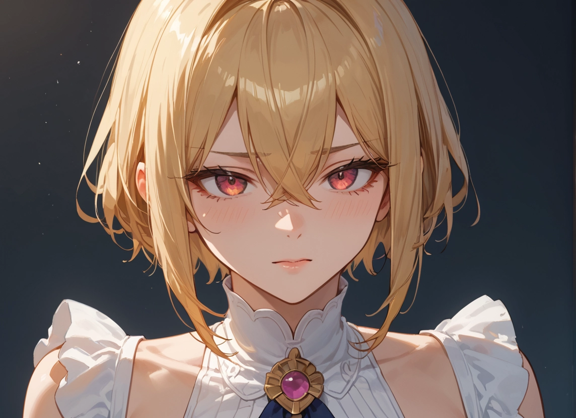 solo, blonde hair, 1girl, blush, short hair, looking at viewer · Yamete.gg