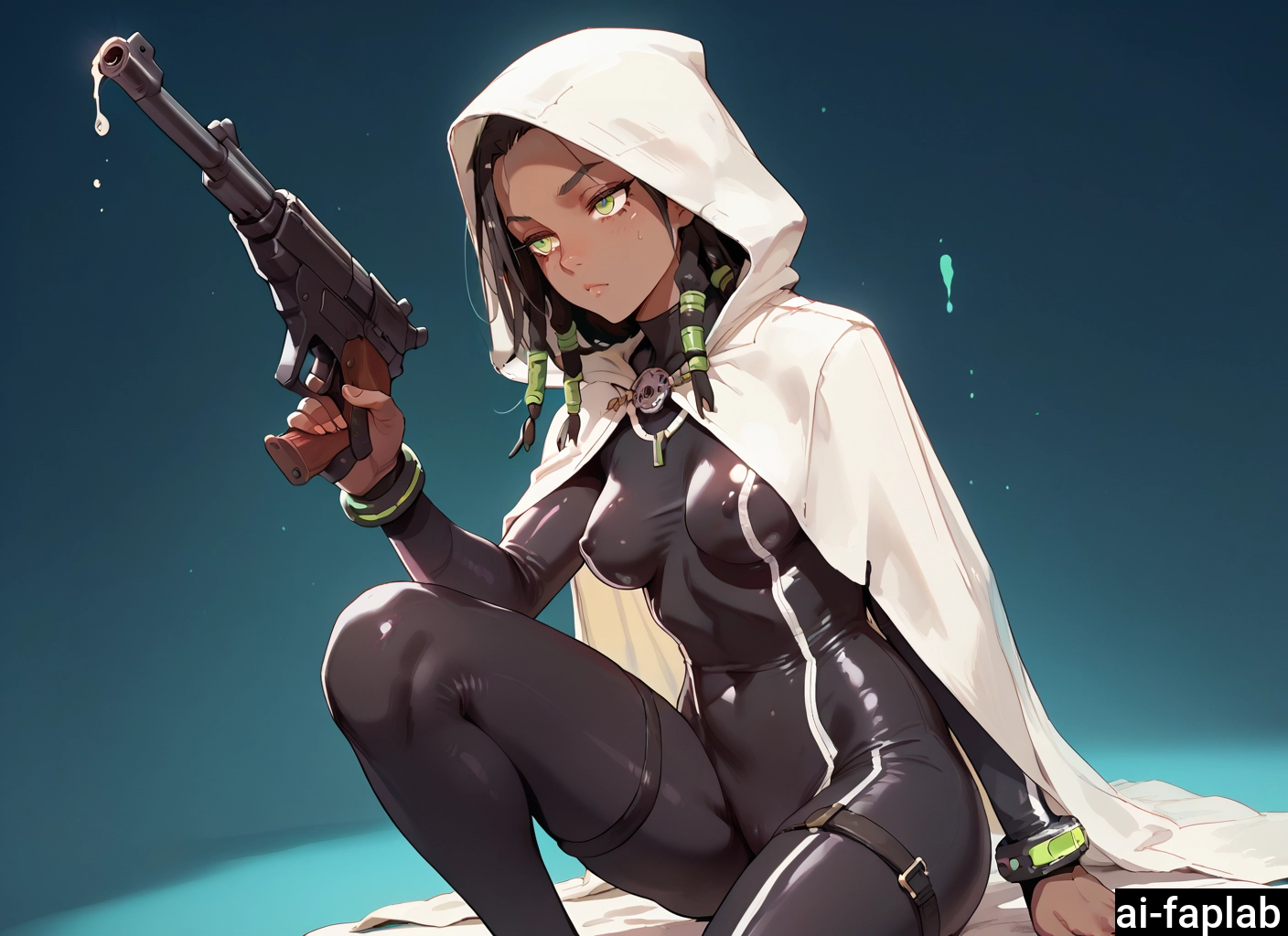 1girl, dark-skinned female, dark skin, solo, weapon, gun · Yamete.gg
