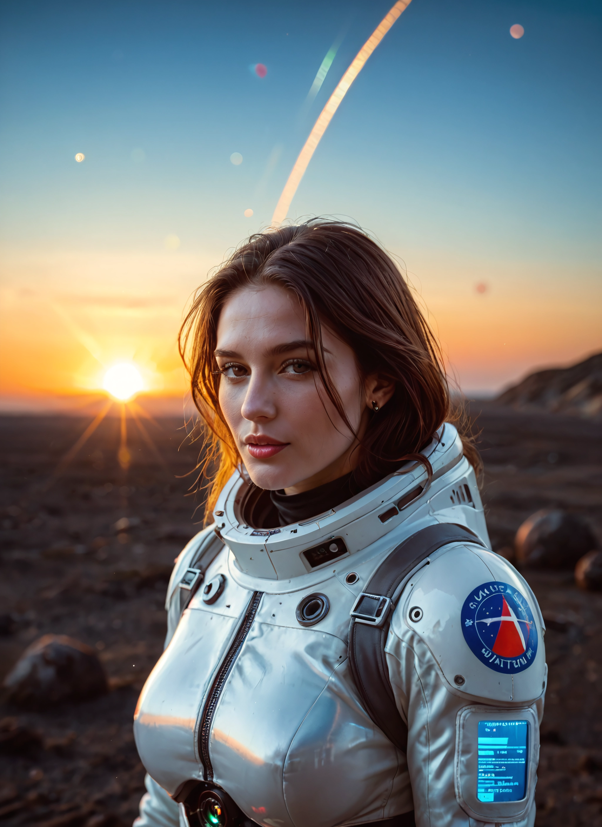 1girl, solo, looking at viewer, brown hair, brown eyes, spacesuit · Yamete.gg