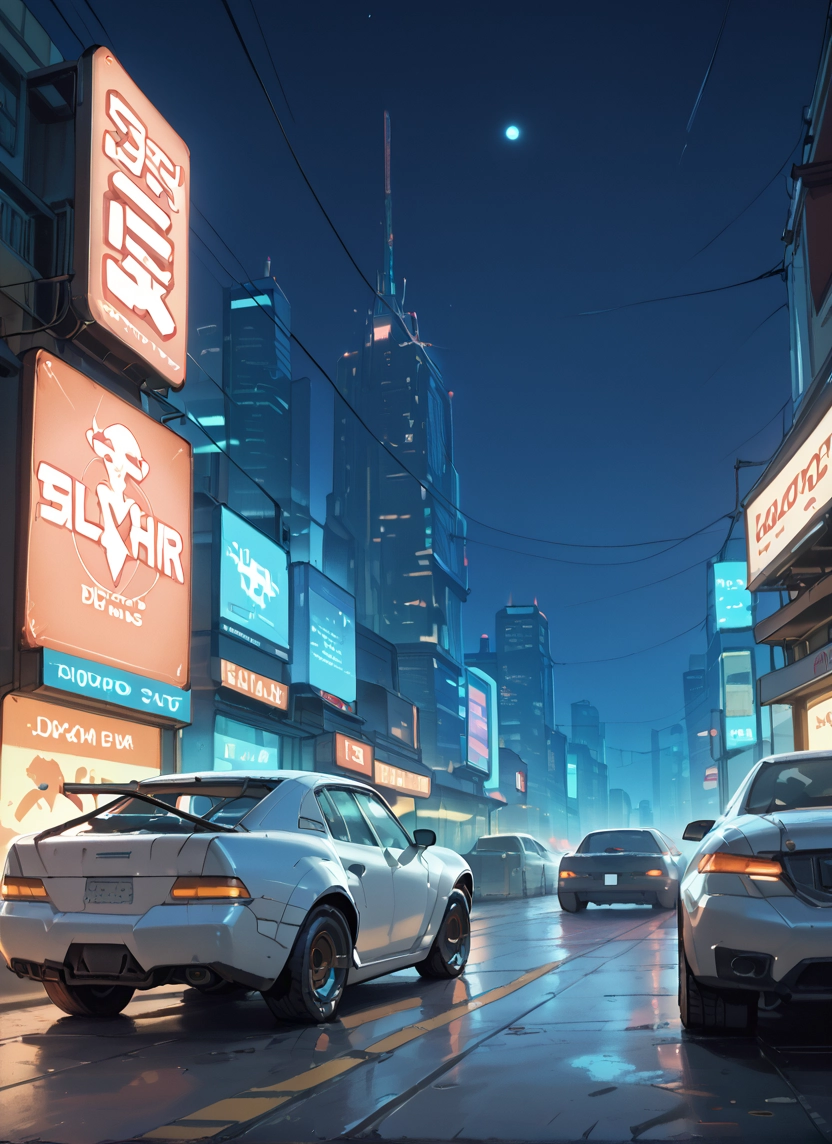 motor vehicle, ground vehicle, car, night, moon, outdoors · Yamete.gg