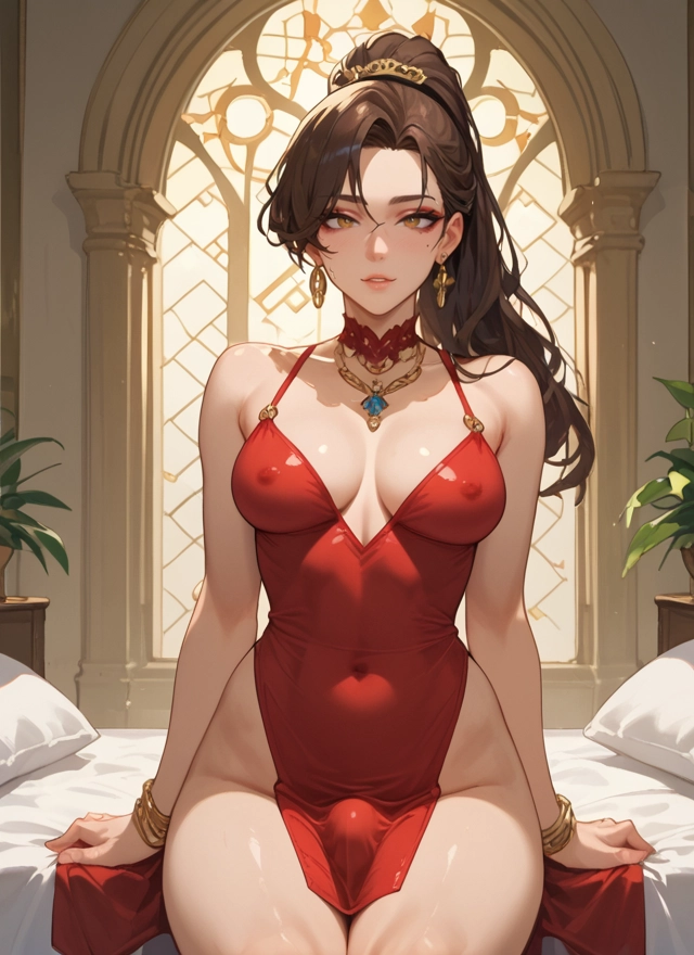 futanari, breasts, 1girl, jewelry, dress, earrings · Yamete.gg