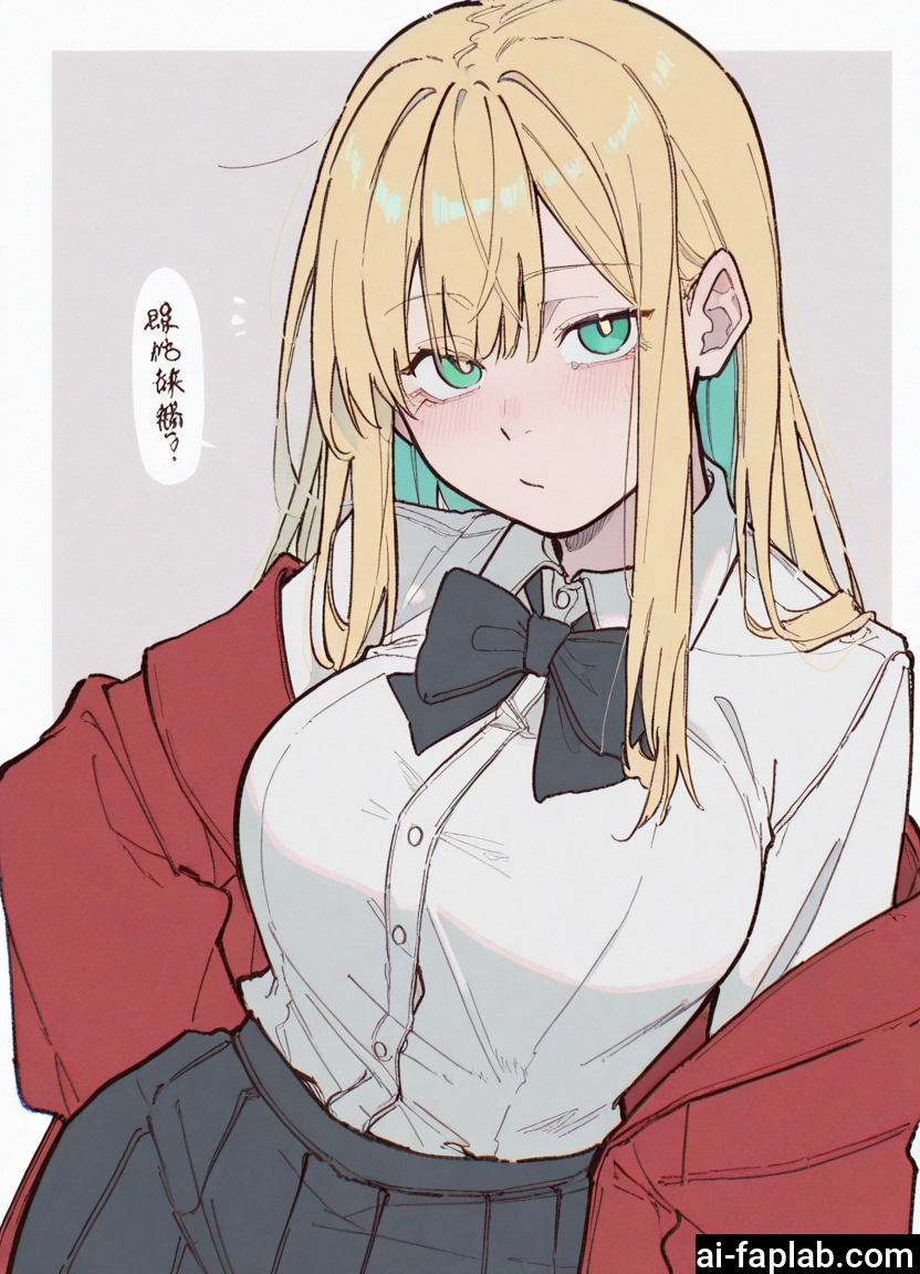 1girl, blonde hair, skirt, solo, shirt, breasts