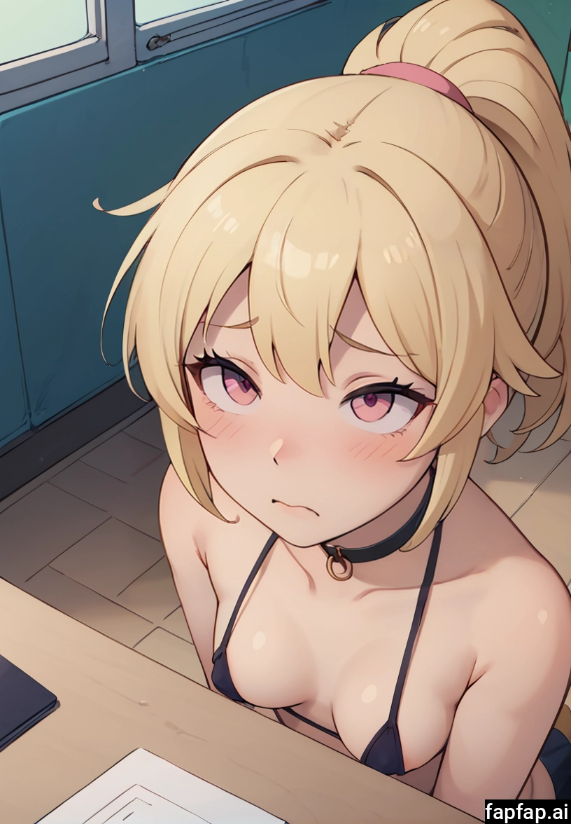 1girl, breasts, blonde hair, solo, blush, black bikini · Yamete.gg