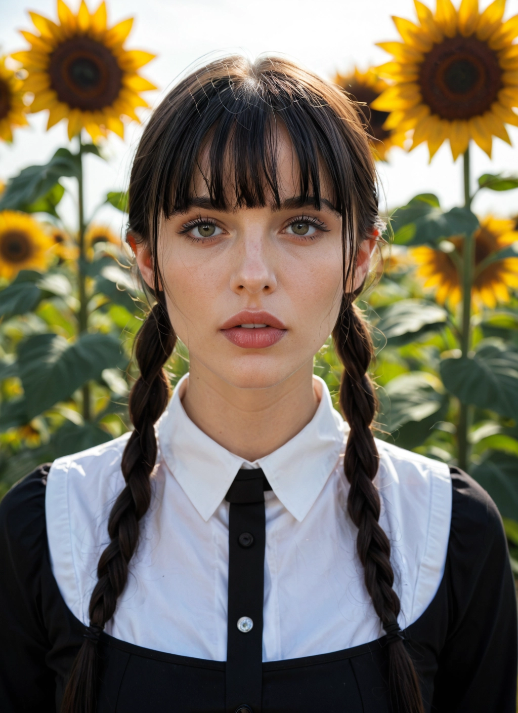 1girl, solo, flower, braid, sunflower, twin braids · Yamete.gg
