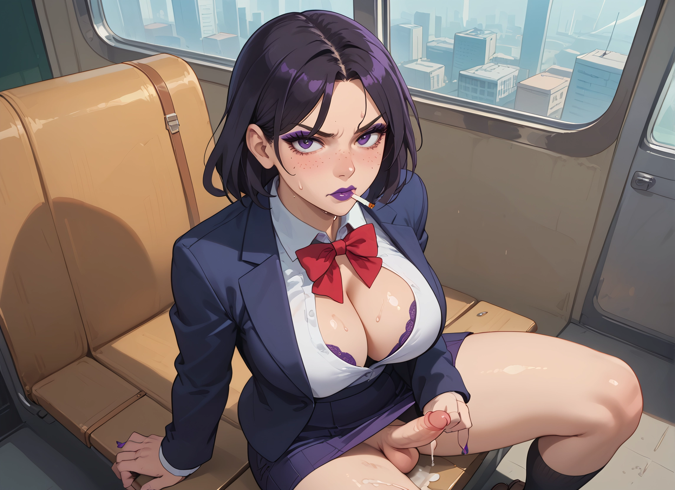 futanari, breasts, 1girl, penis, cum, skirt · Yamete.gg