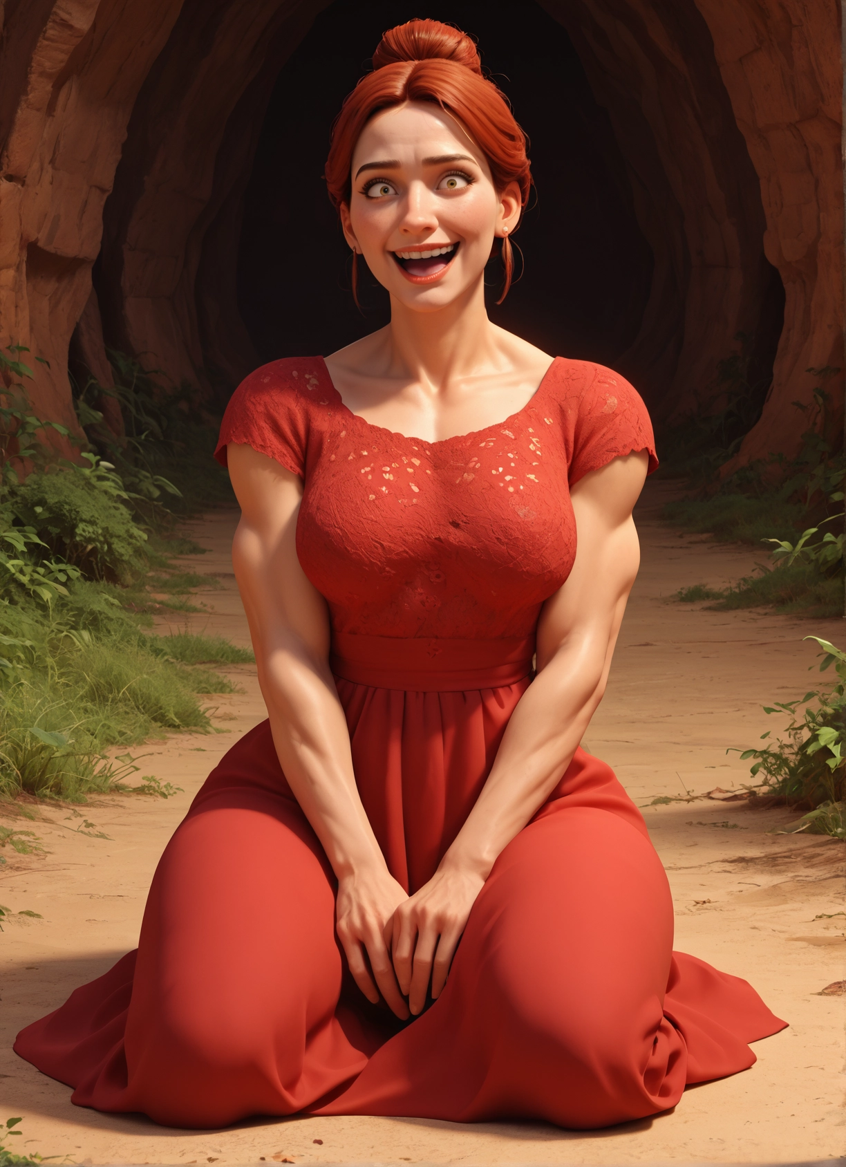 1girl, solo, dress, muscular, muscular female, breasts · Yamete.gg