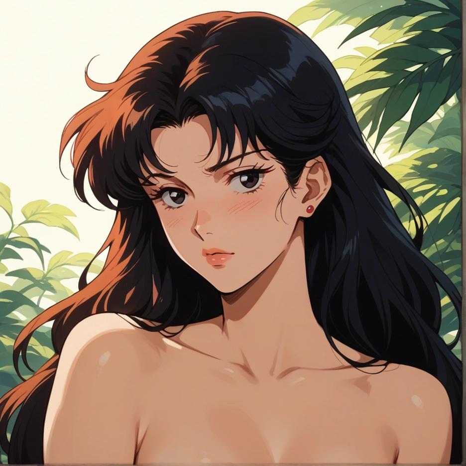 1girl, solo, long hair, black hair, earrings, jewelry · Yamete.gg