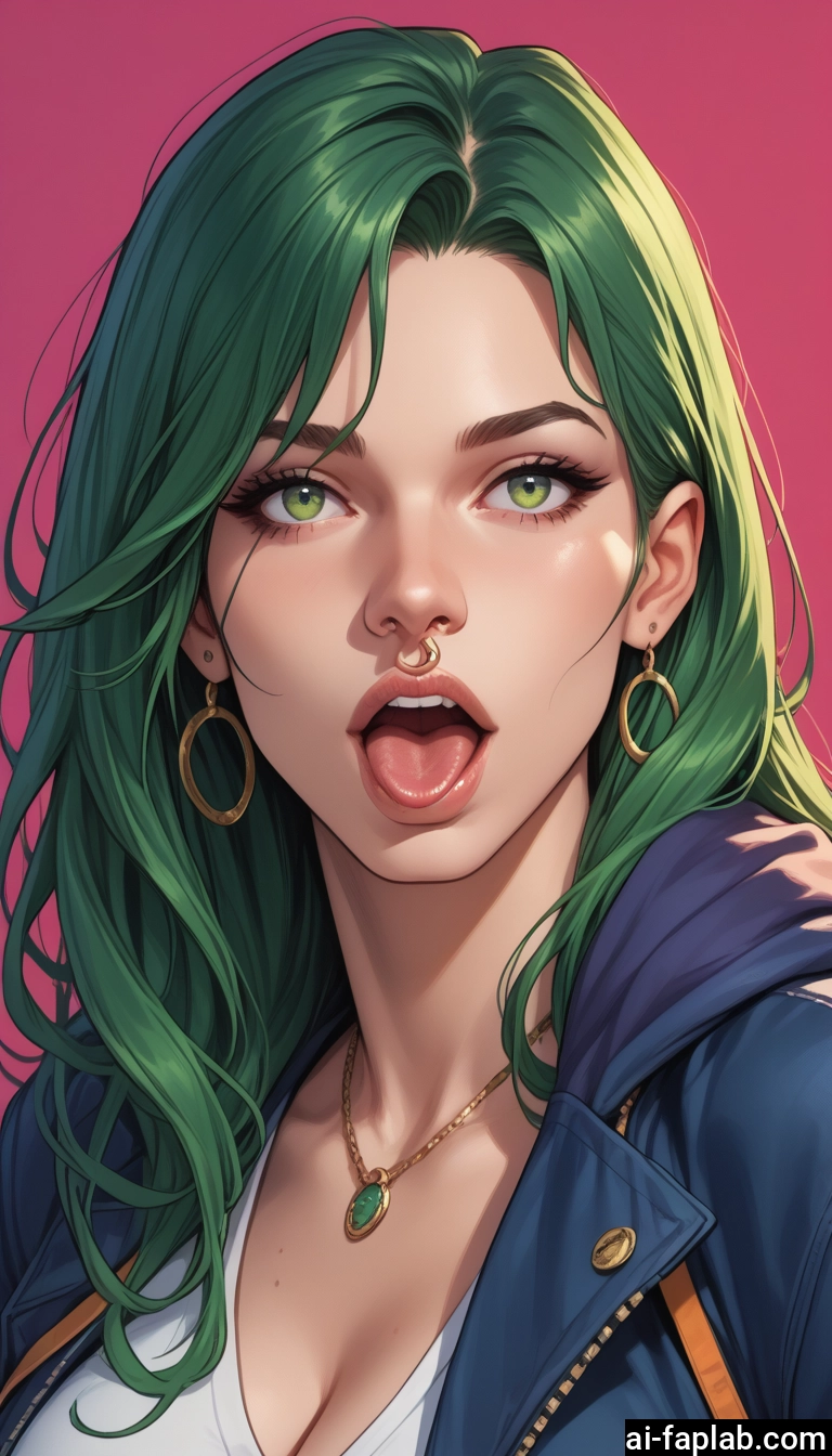 1girl, jewelry, earrings, green eyes, solo, breasts · Yamete.gg