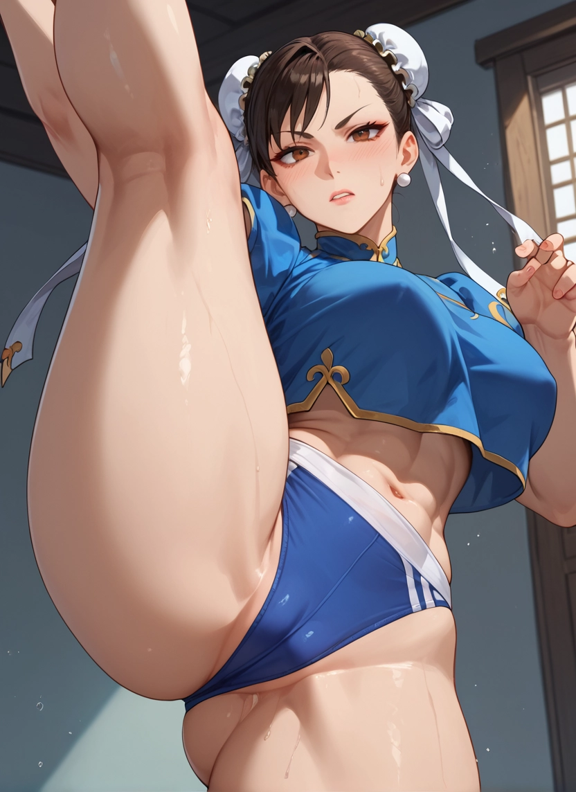 1girl, breasts, double bun, bun cover, jewelry, brown hair · Yamete.gg