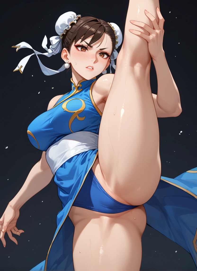 1girl, brown hair, dress, double bun, breasts, jewelry · Yamete.gg