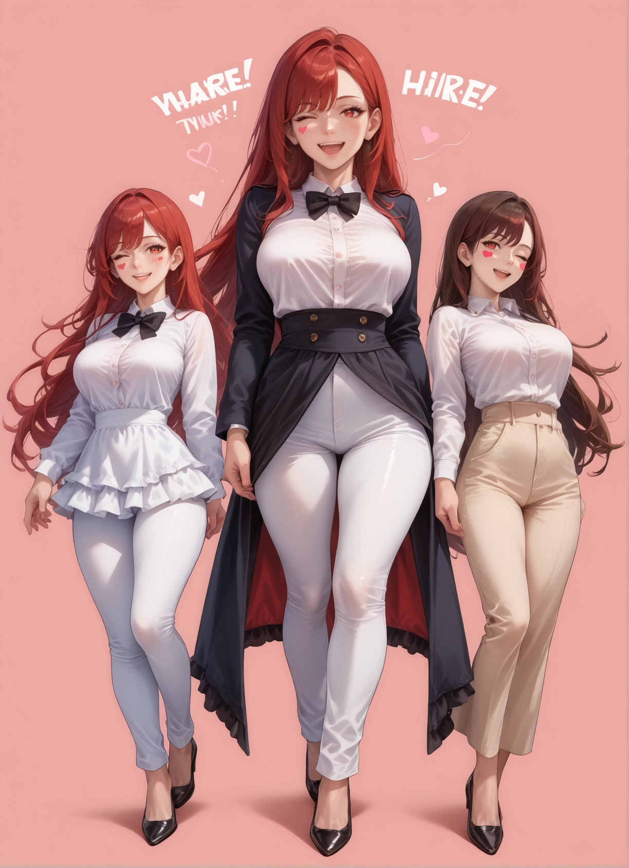 breasts, multiple girls, long hair, one eye closed, open mouth, smile · Yamete.gg