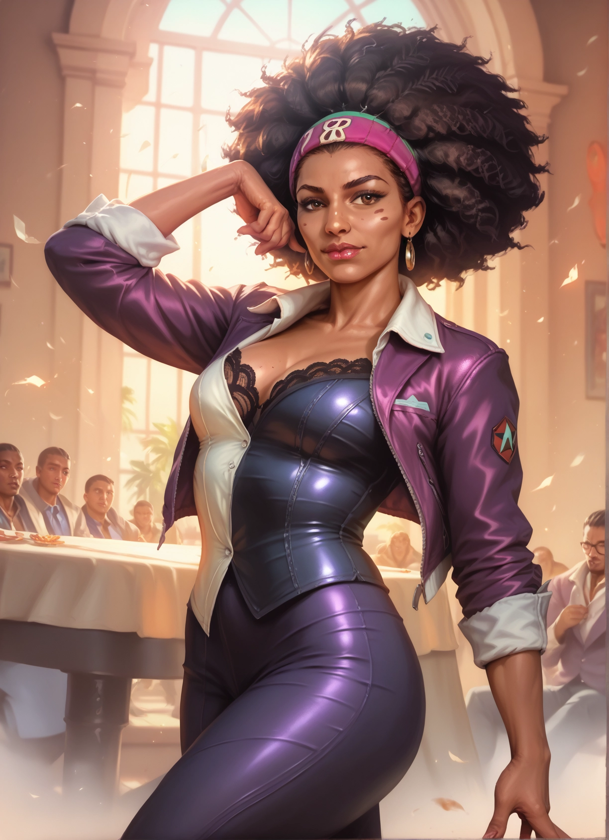 1girl, breasts, jewelry, earrings, dark skin, dark-skinned female · Yamete.gg
