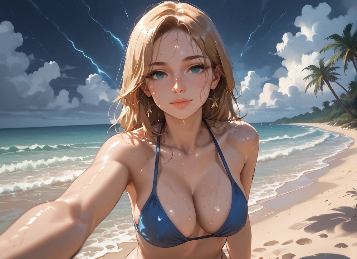 1girl, swimsuit, breasts, bikini, beach, outdoors · Yamete.gg