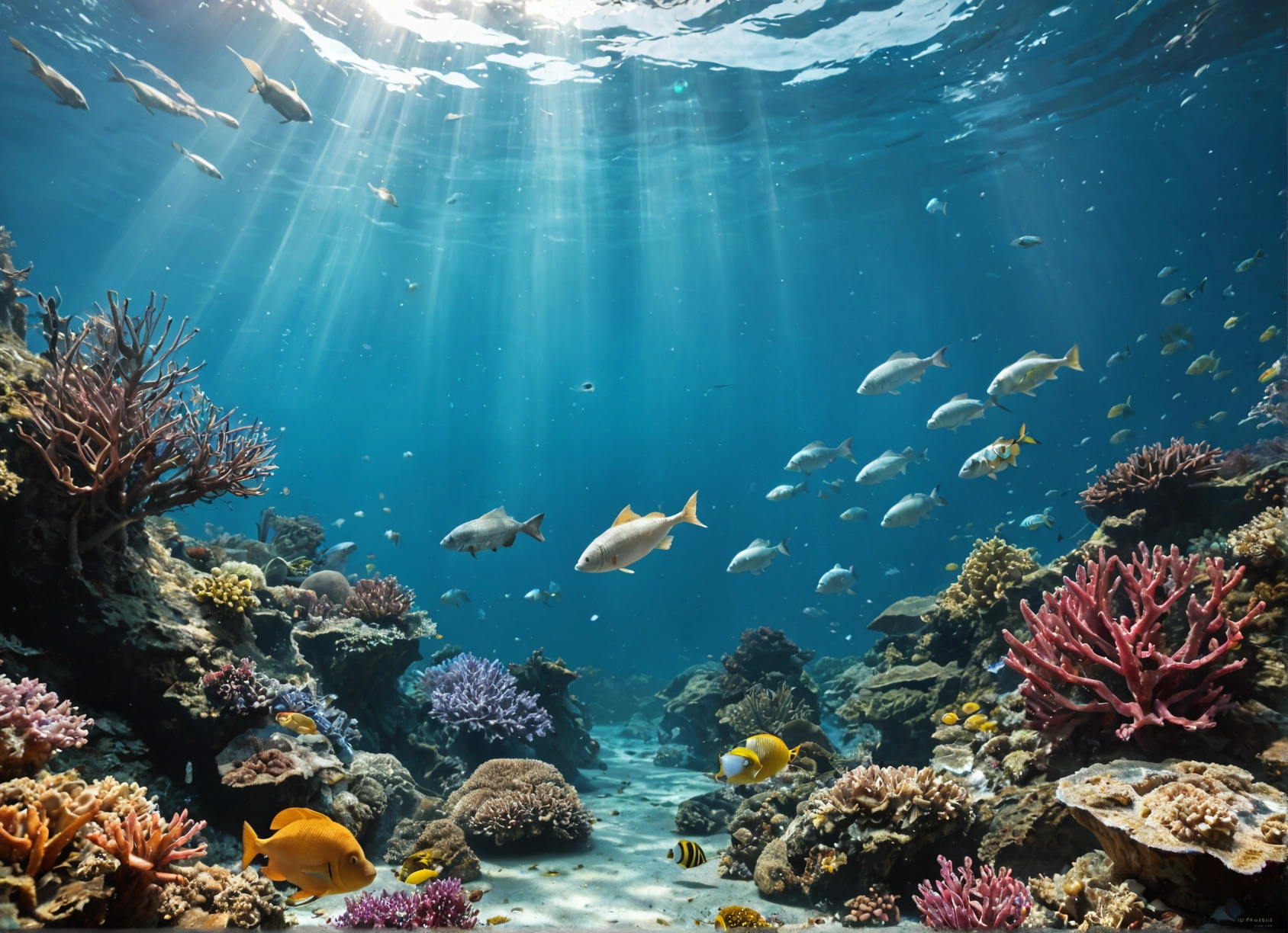 fish, no humans, coral, underwater, scenery, sunlight