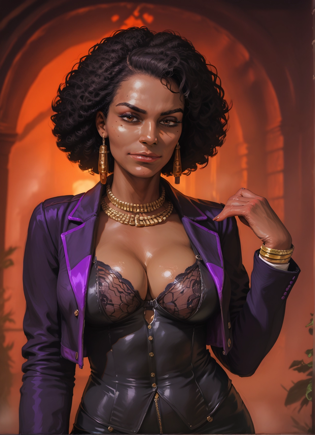 1girl, breasts, jewelry, solo, dark skin, dark-skinned female · Yamete.gg