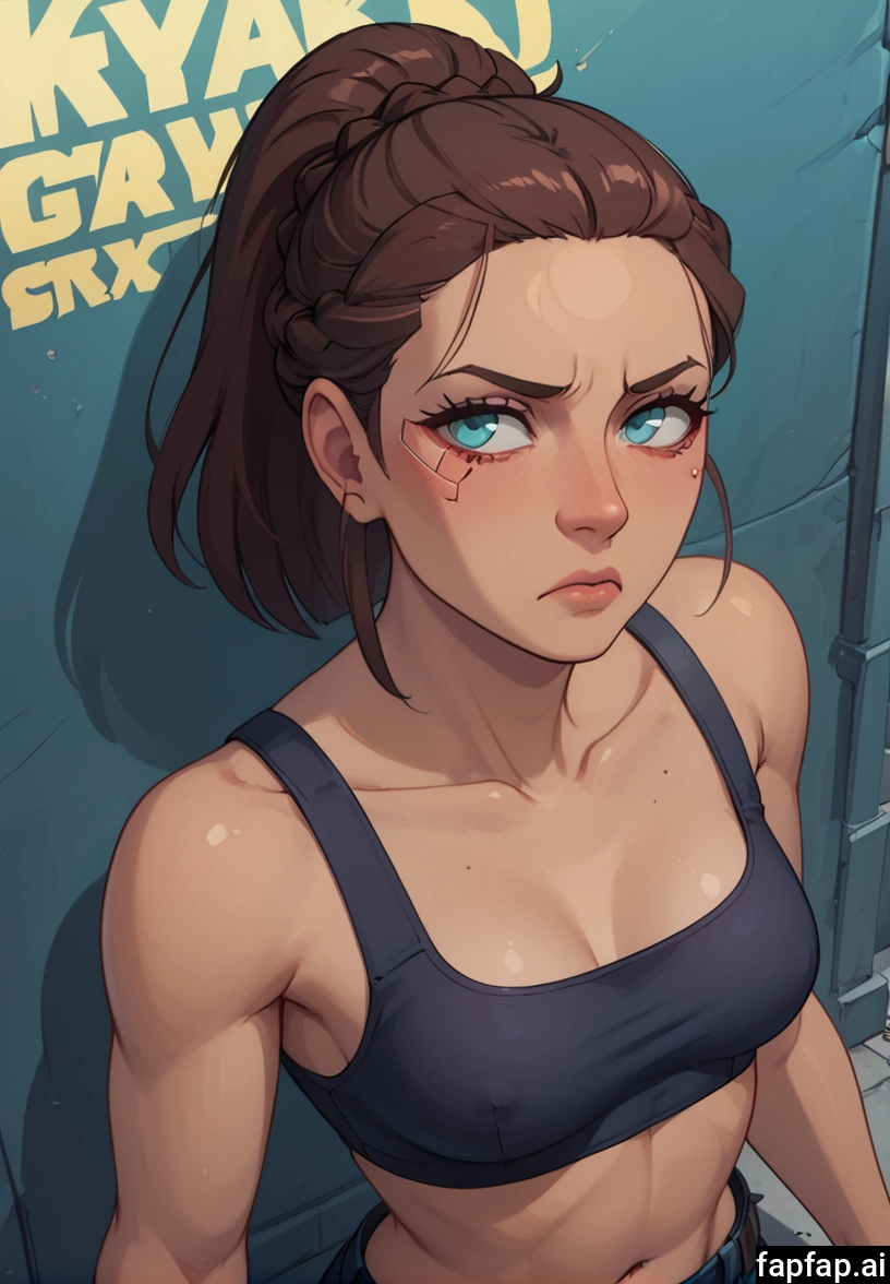 1girl, solo, breasts, brown hair, navel, braid · Yamete.gg