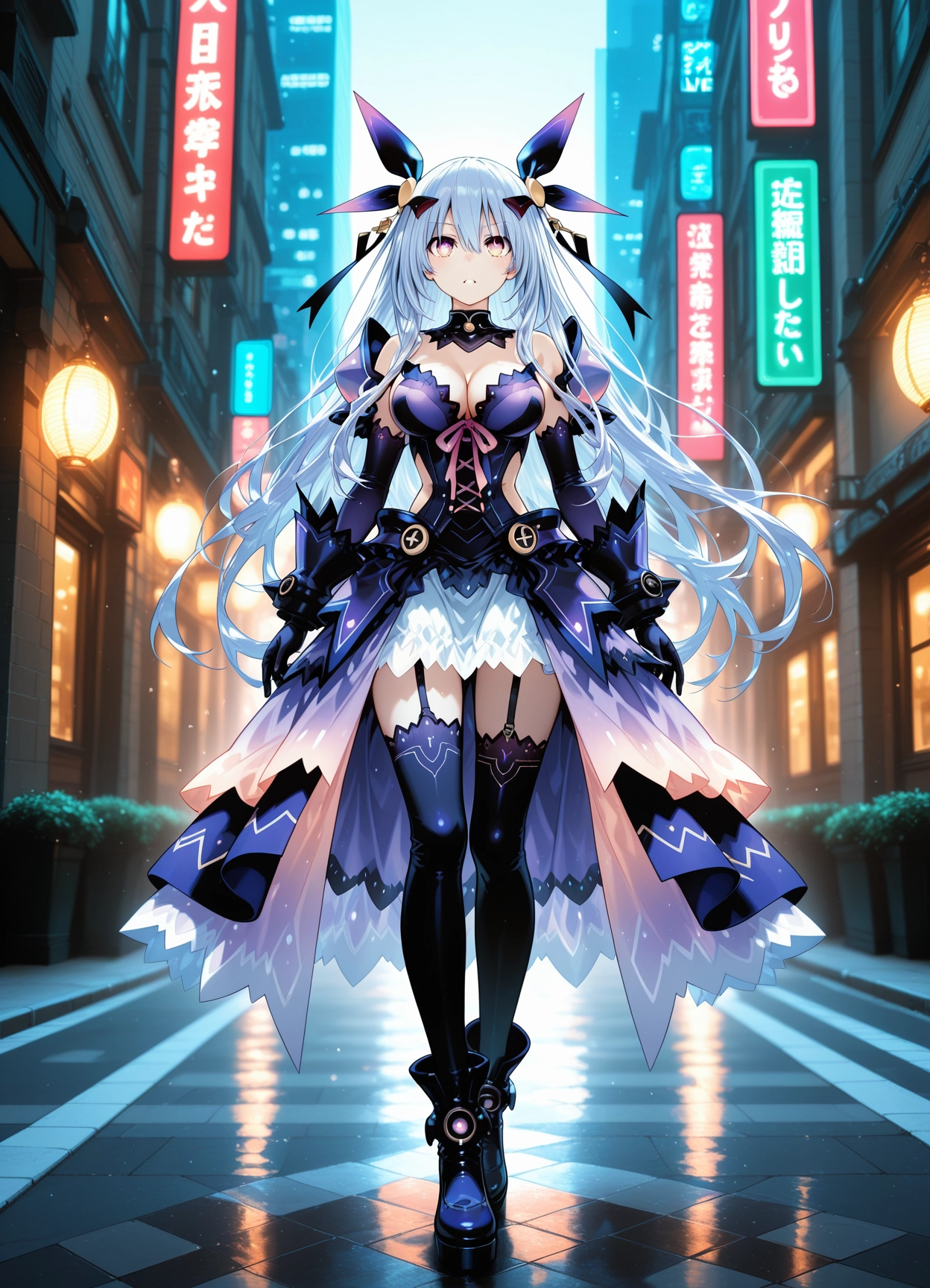 1girl, breasts, solo, long hair, thighhighs, dress · Yamete.gg