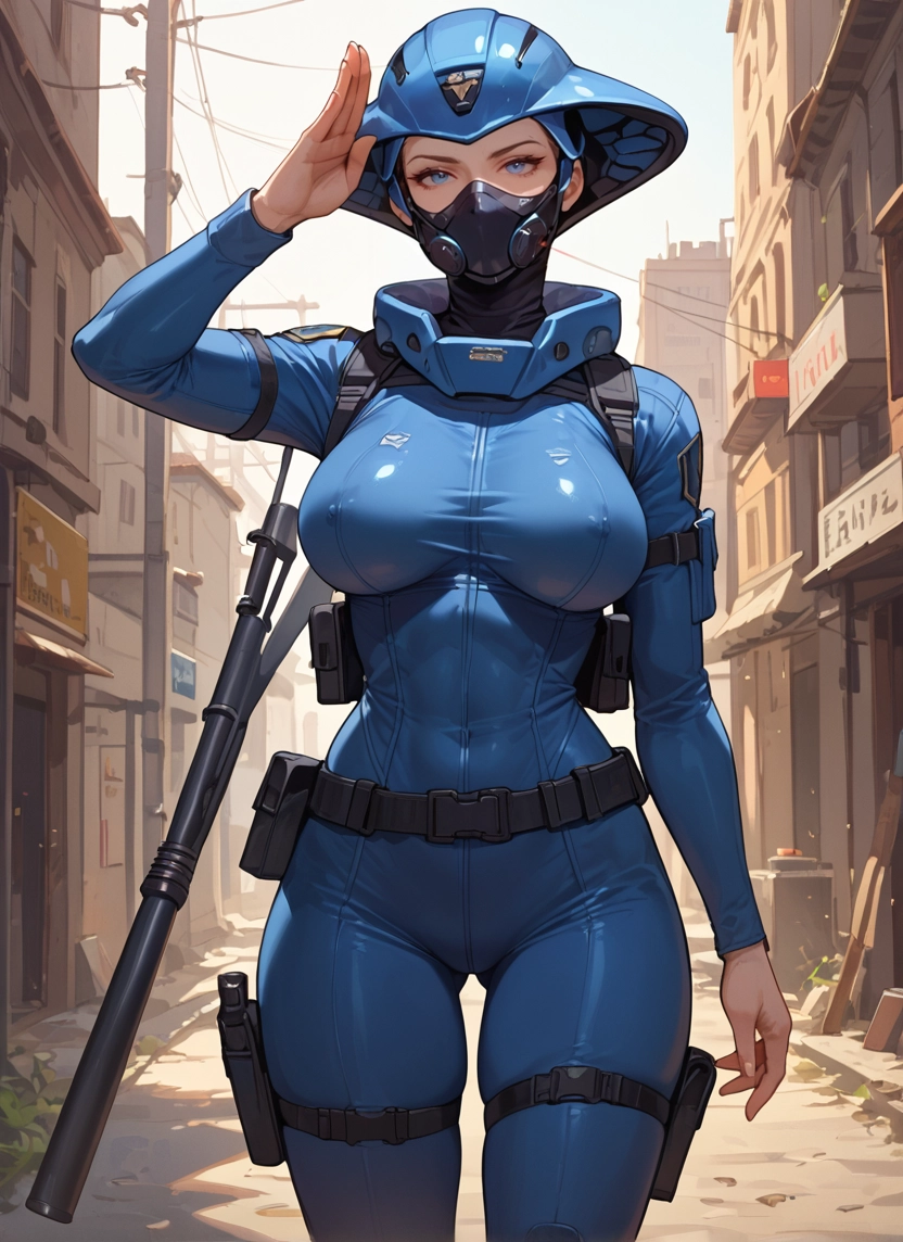 1girl, breasts, blue eyes, weapon, gun, solo · Yamete.gg