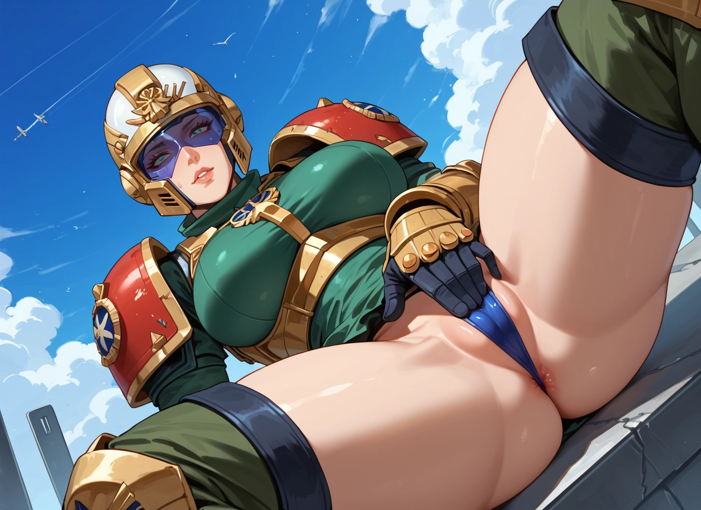 1girl, solo, breasts, helmet, spread legs, large breasts · Yamete.gg