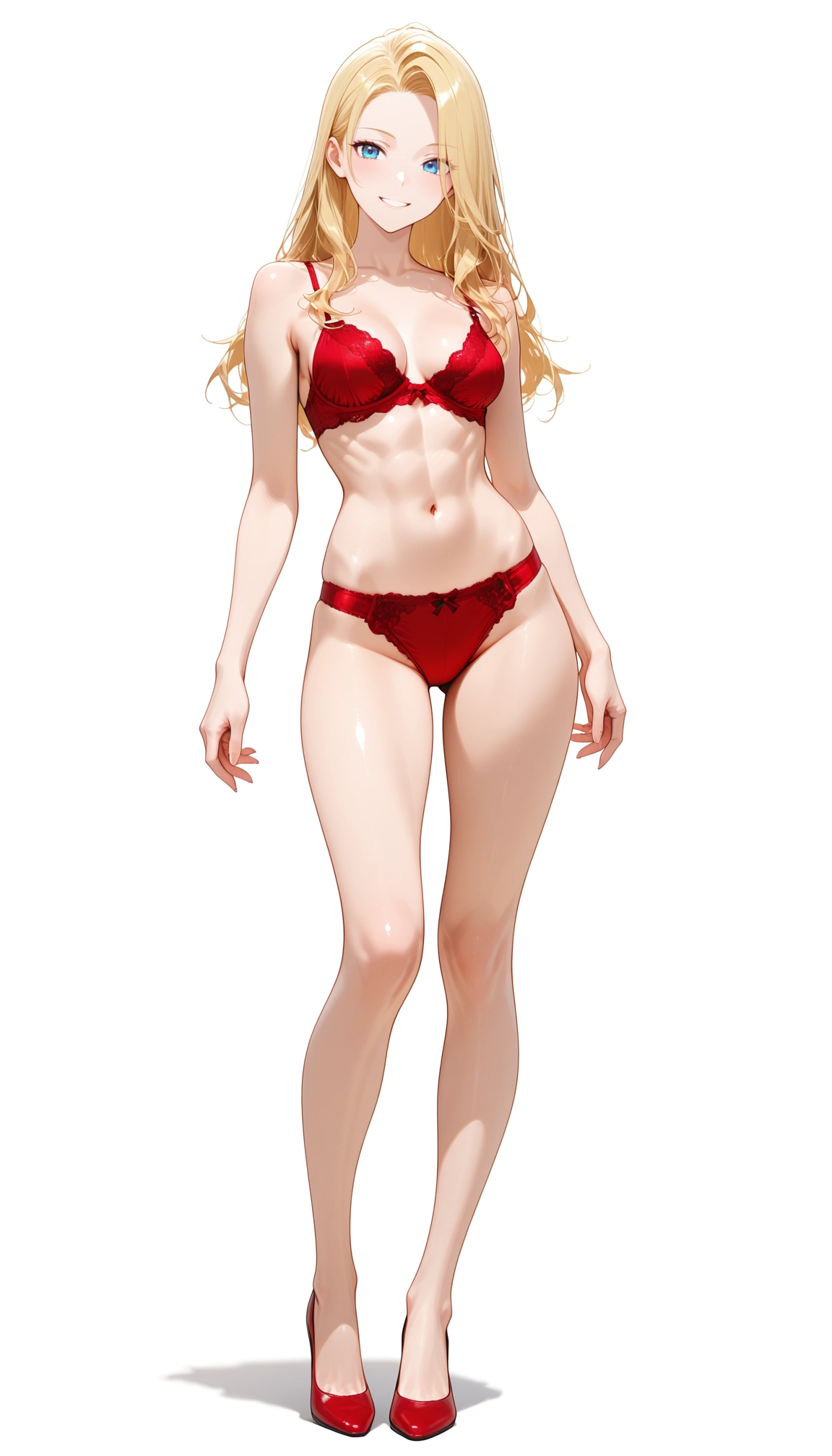 1girl, solo, underwear, panties, red panties, bra · Yamete.gg