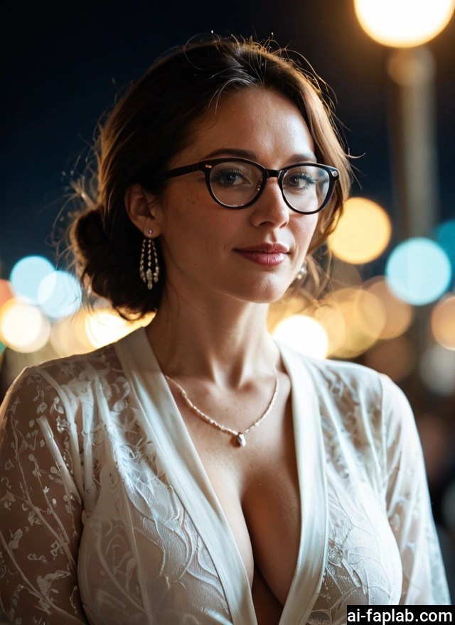 1girl, breasts, glasses, jewelry, solo, earrings · Yamete.gg
