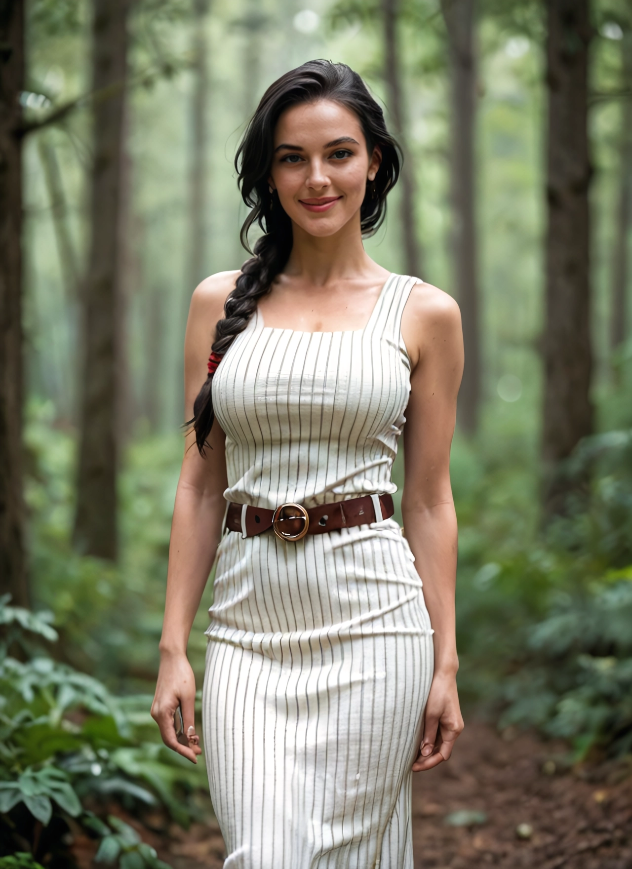 1girl, solo, dress, braid, belt, nature · Yamete.gg