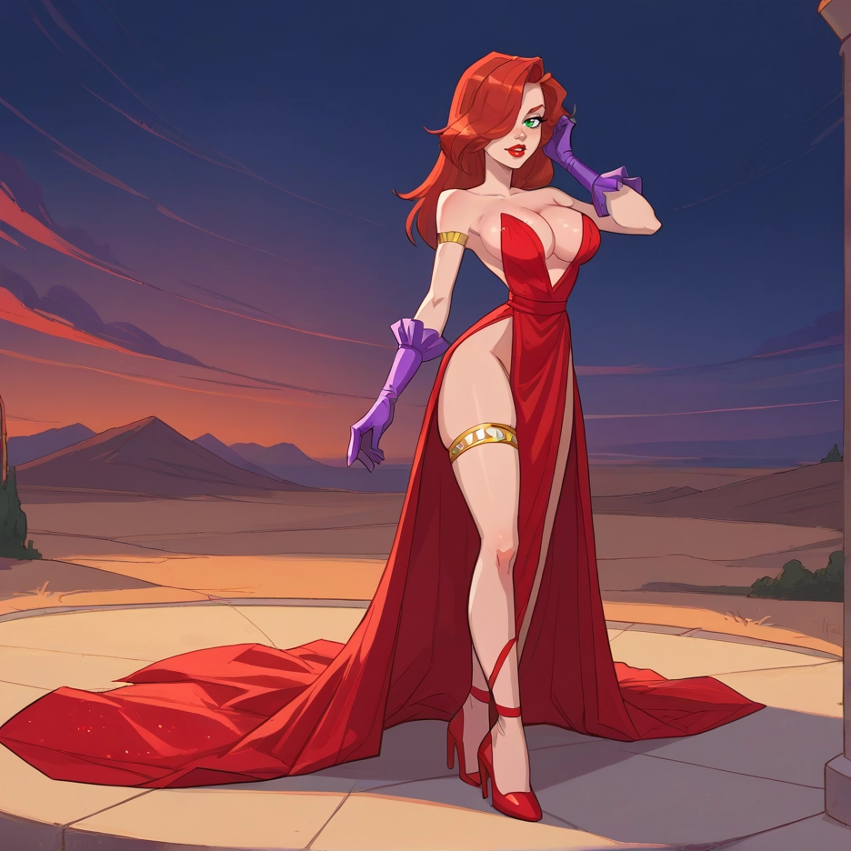 1girl, breasts, dress, gloves, high heels, large breasts · Yamete.gg