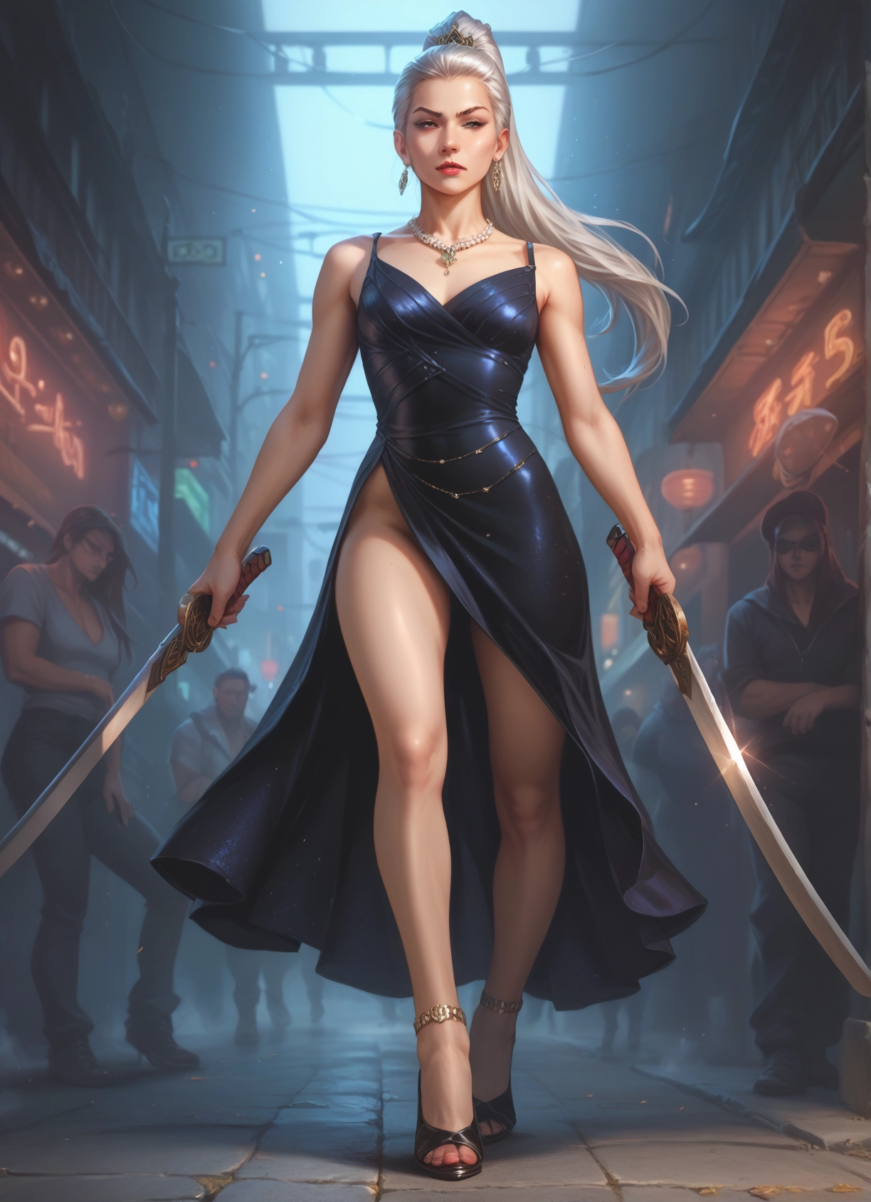 weapon, dress, sword, jewelry, earrings, necklace · Yamete.gg