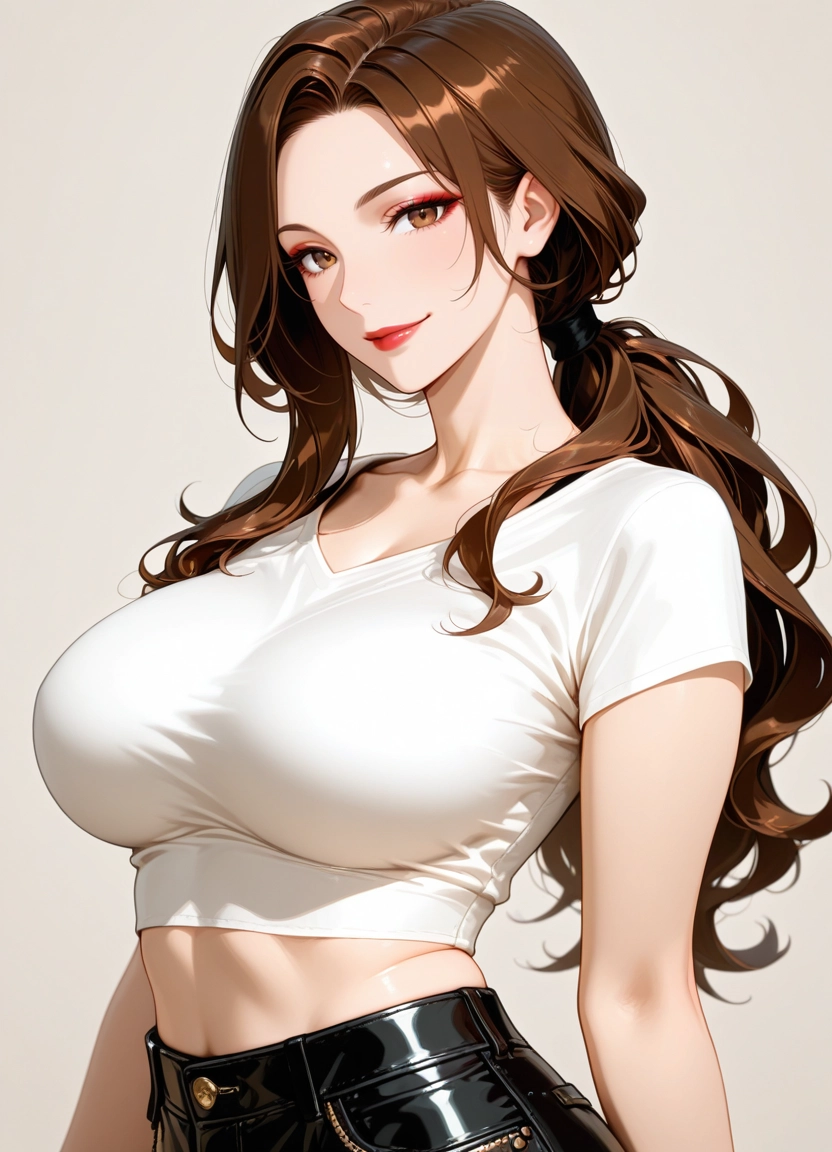 1girl, breasts, brown hair, brown eyes, large breasts, long hair · Yamete.gg