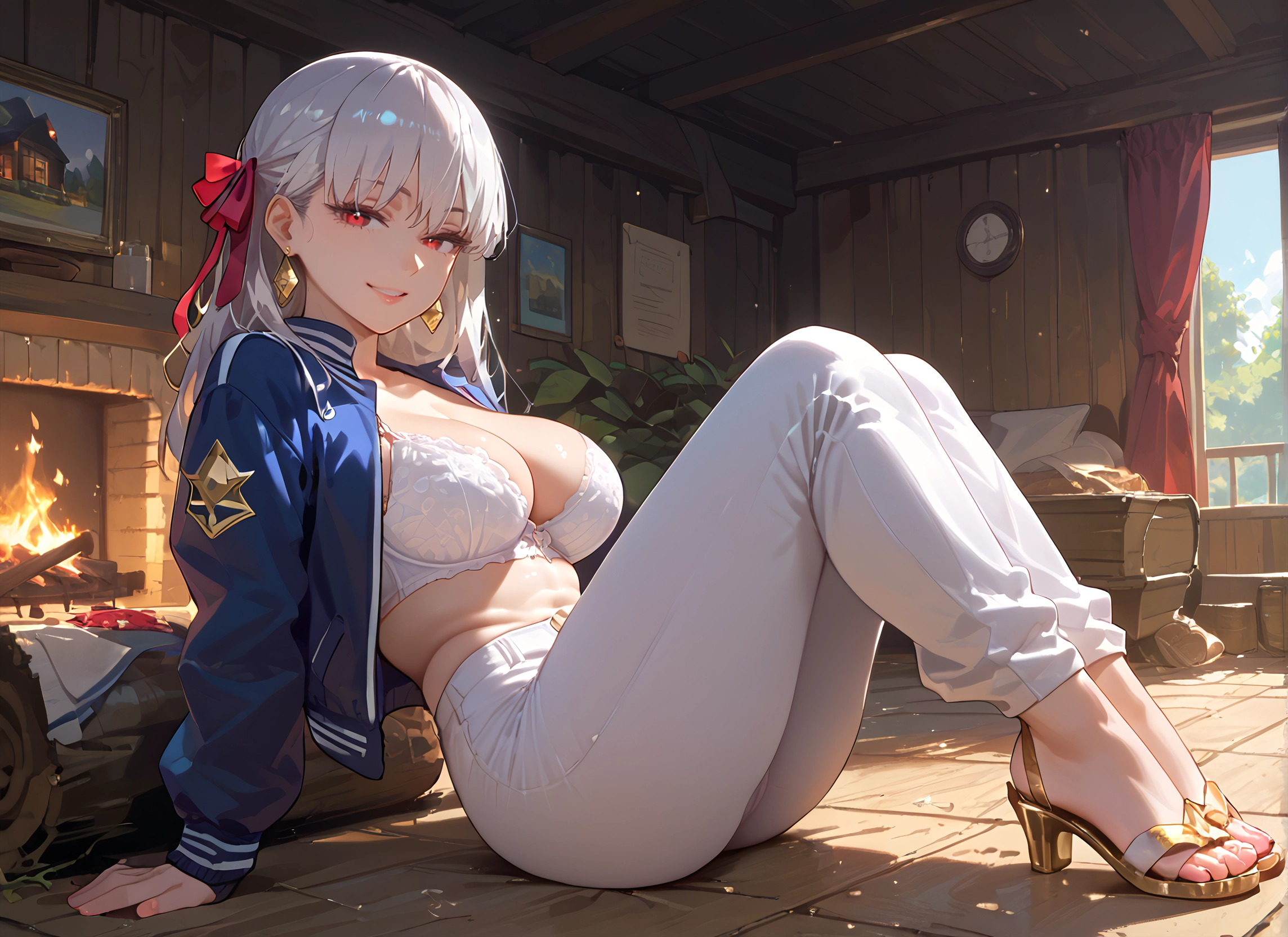 1girl, breasts, underwear, bra, ribbon, jewelry · Yamete.gg