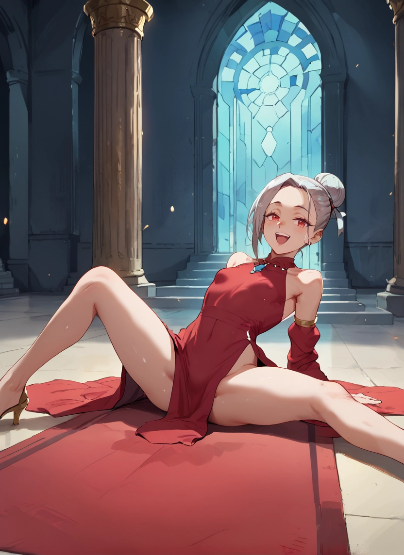 1girl, dress, solo, high heels, open mouth, spread legs · Yamete.gg