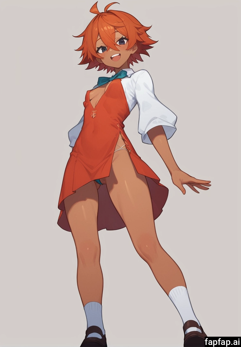 1girl, solo, breasts, small breasts, socks, dark-skinned female