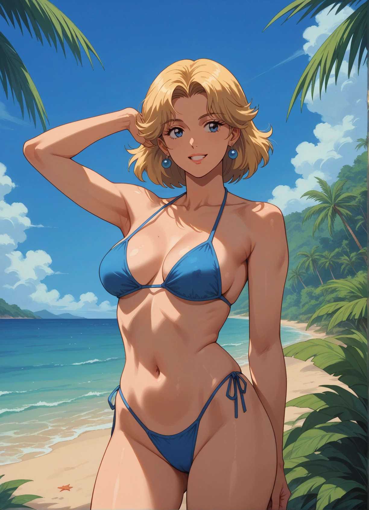 1girl, swimsuit, breasts, bikini, solo, outdoors