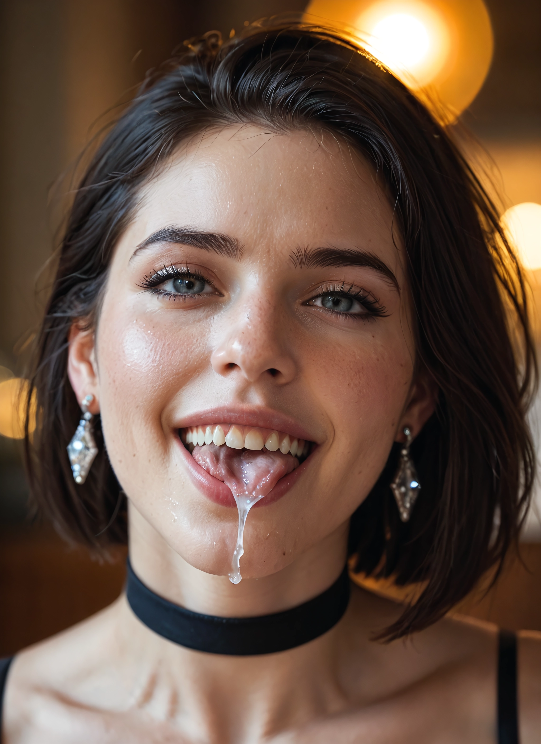1girl, solo, jewelry, earrings, choker, looking at viewer · Yamete.gg