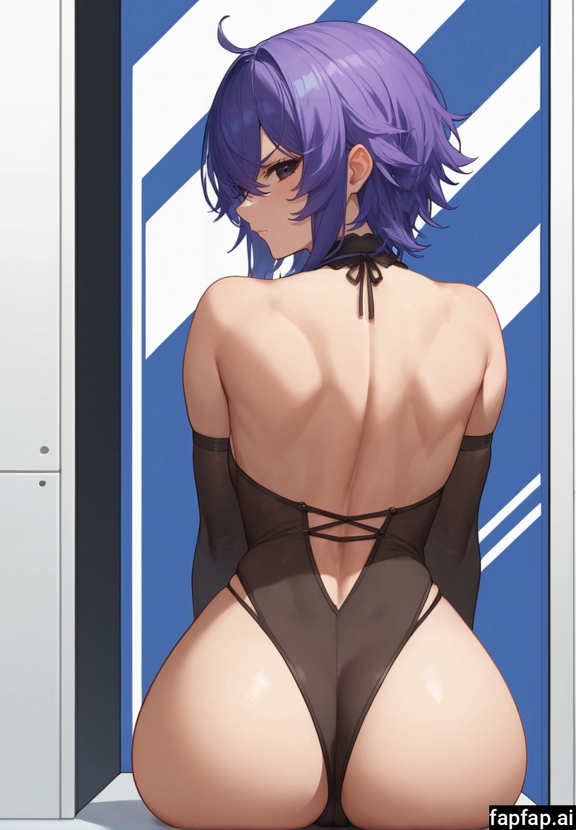 1girl, ass, solo, purple hair, leotard, from behind · Yamete.gg