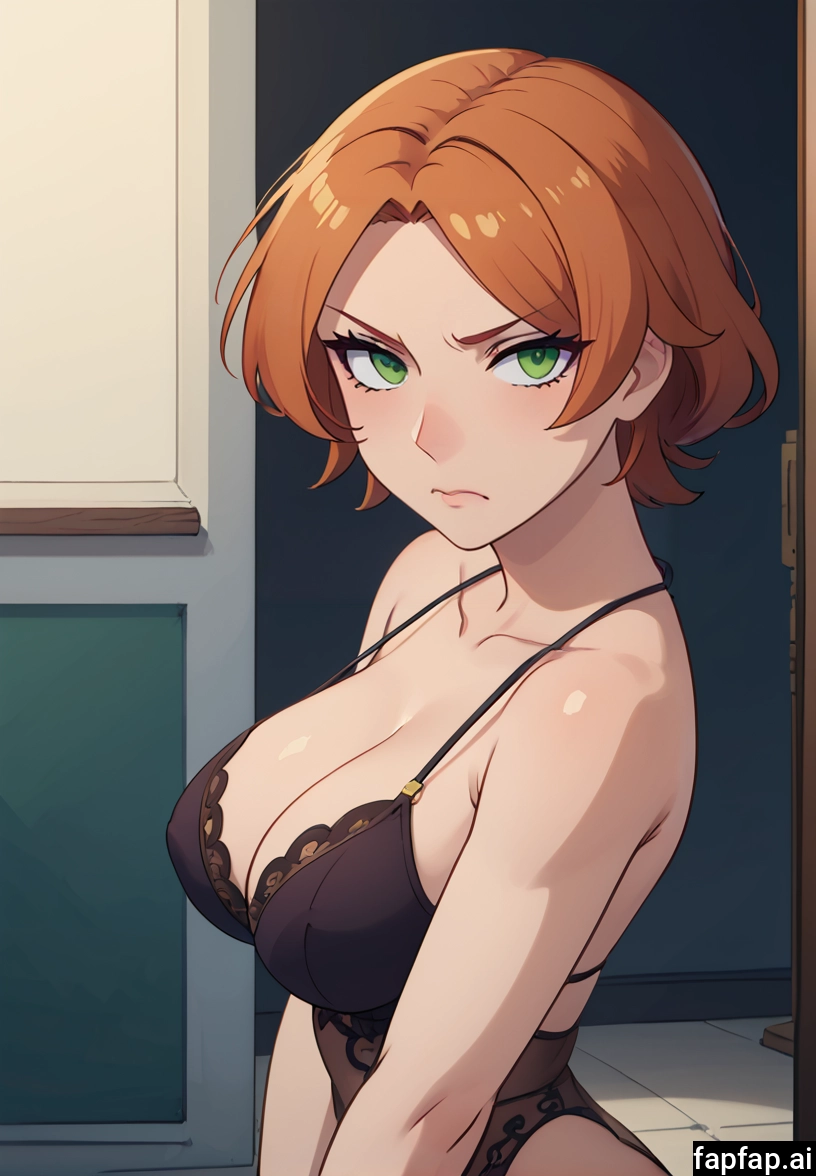 1girl, breasts, green eyes, solo, large breasts, short hair · Yamete.gg