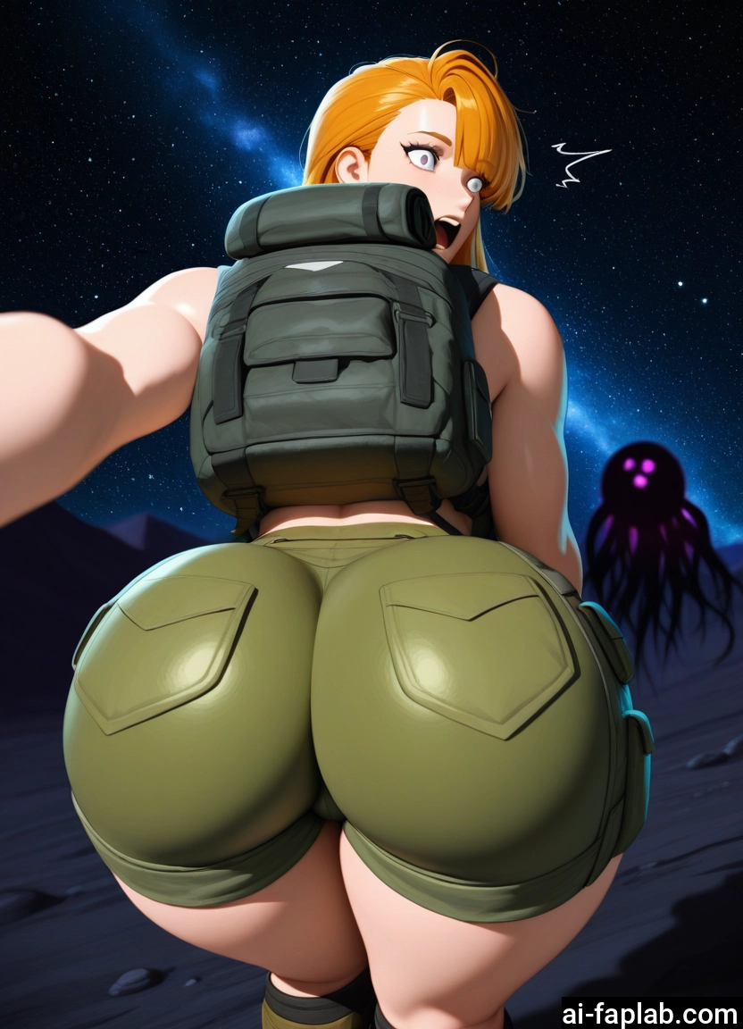 ass, 1girl, shorts, sky, star (sky), open mouth · Yamete.gg