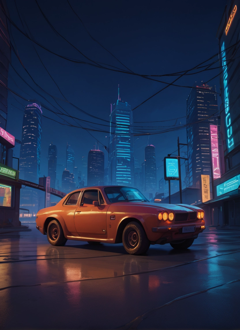car, ground vehicle, motor vehicle, night, no humans, vehicle focus · Yamete.gg