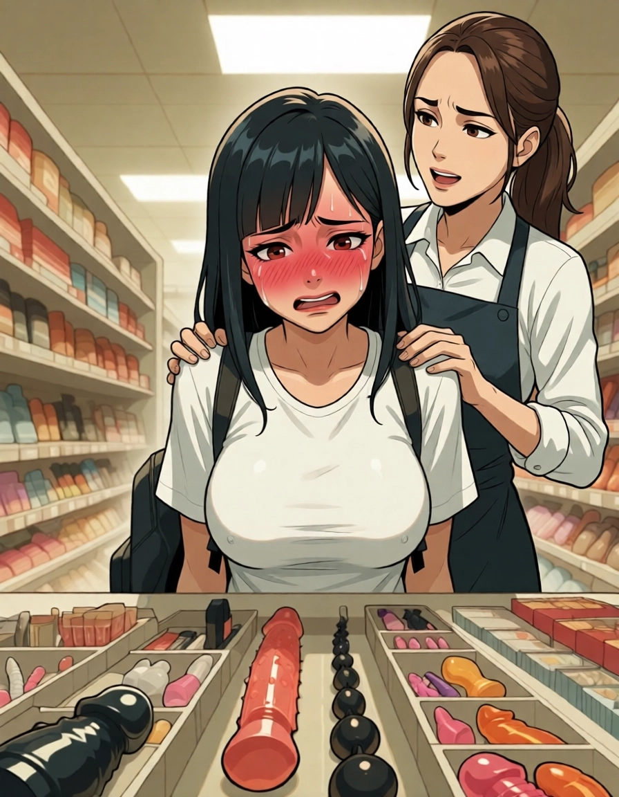 shop, multiple girls, sex toy, dildo, blush, 2girls · Yamete.gg