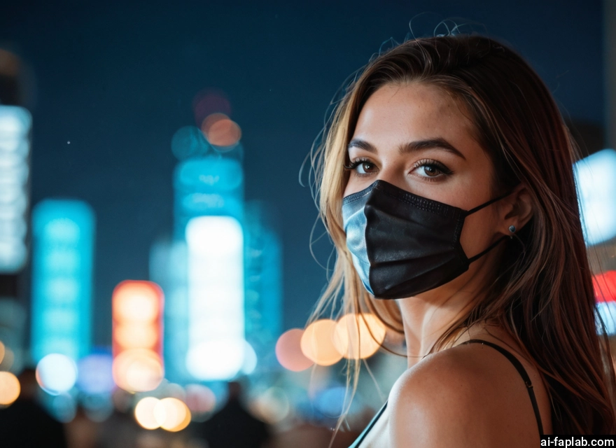 1girl, mask, solo, mouth mask, jewelry, earrings