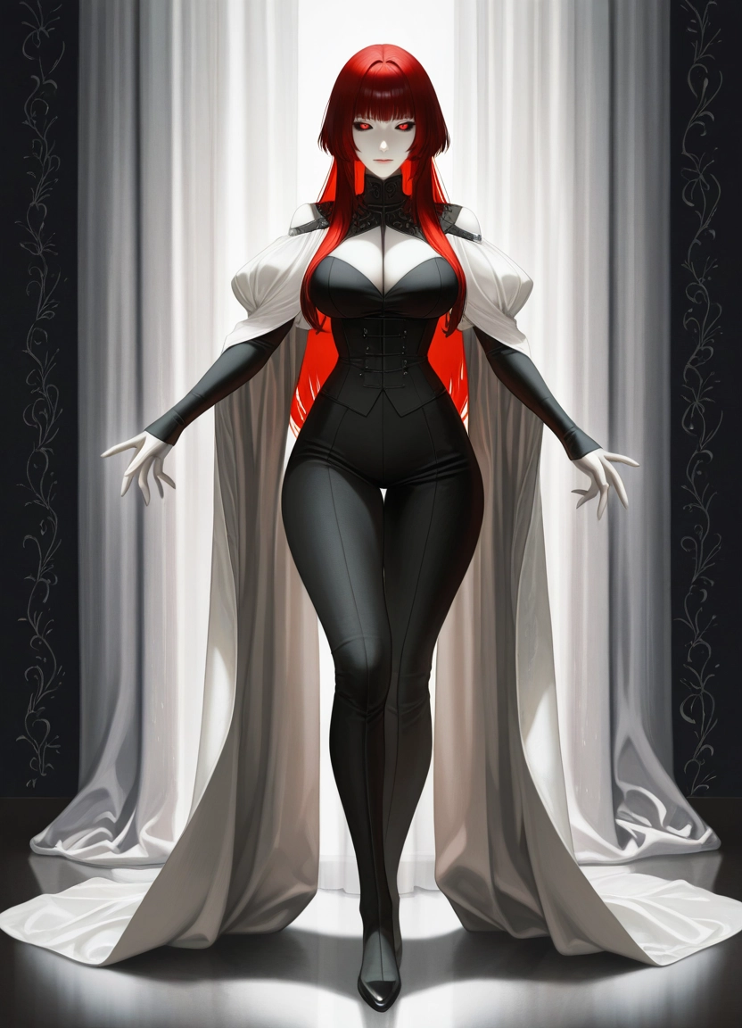 1girl, breasts, solo, long hair, red hair, large breasts