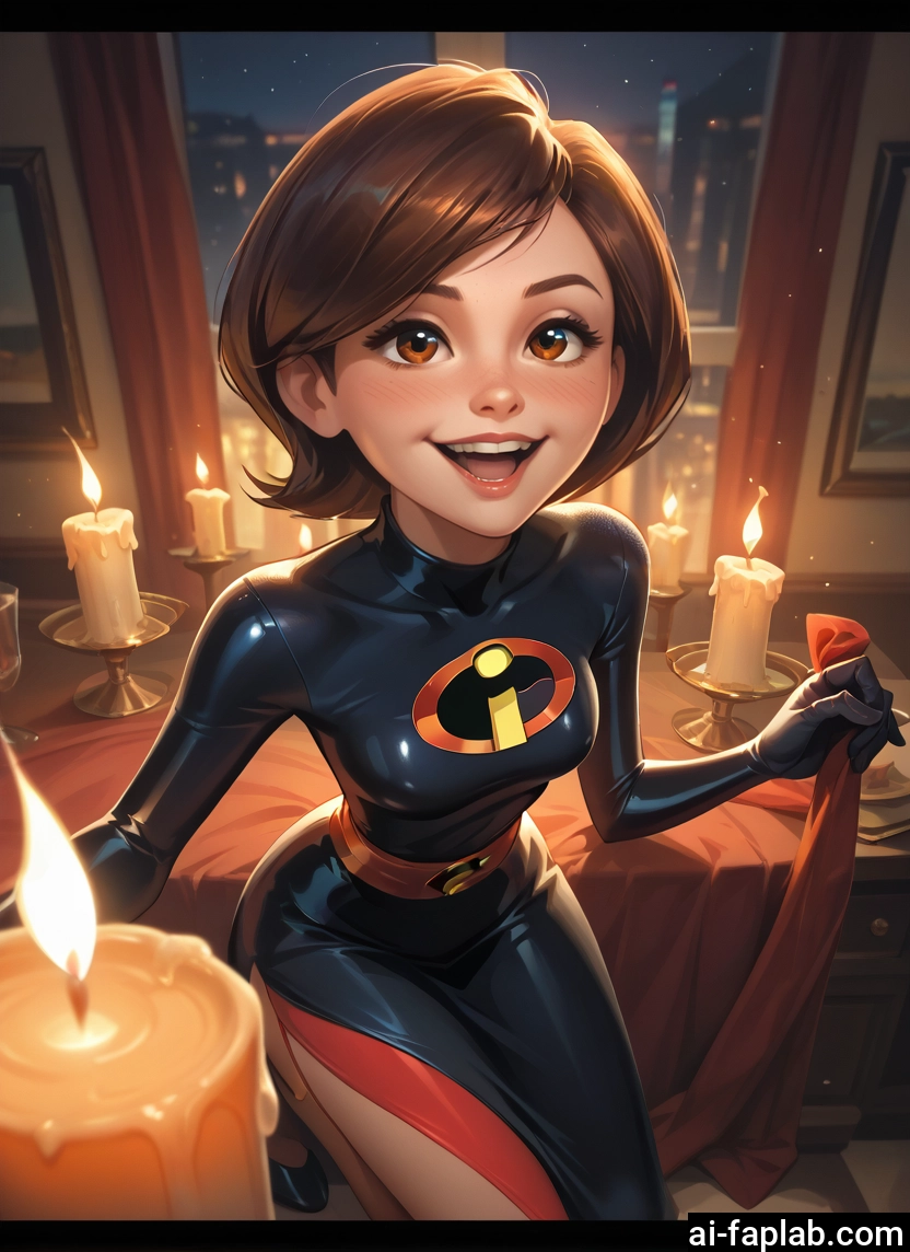 1girl, brown hair, solo, brown eyes, candle, short hair · Yamete.gg