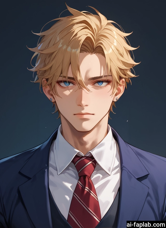 1boy, male focus, blue eyes, blonde hair, solo, necktie